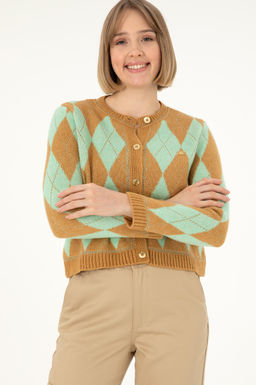 Женский кардиган из меланжевого трикотажа светло-коричневого цвета Неожиданная скидка в корзине - U.s. polo assn фото 3