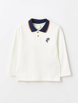 Polo Yaka Uzun Kollu Bask?l? Erkek Bebek Ti??rt