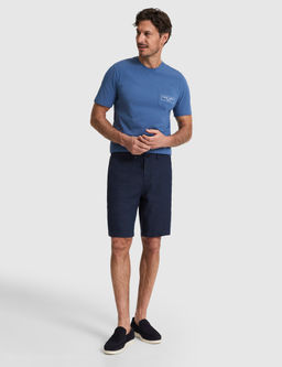 Lacivert Slim Fit %100 Keten Beli Lastikli Kordonlu Dokuma _ort