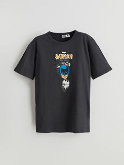 Bisiklet Yaka Batman Bask?l? Erkek ?ocuk Ti??rt