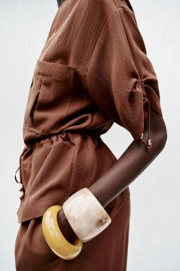 CHAQUETA SAFARI MANGA CORTA ABALORIOS / teja oscuro - Zara фото 5