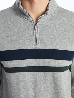 Dik Yaka Uzun Kollu Erkek Kal?n Sweatshirt