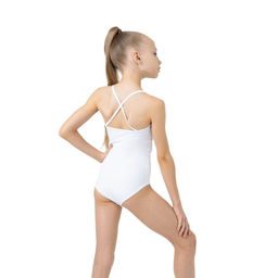Купальник гимнастический Grace Dance, на тонких бретелях, р. 38, цвет белый  фото 4