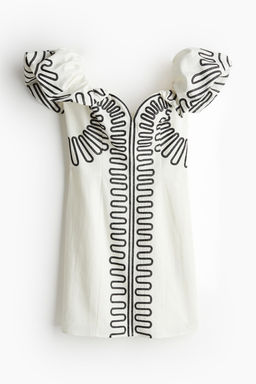 Vestido off-the-shoulder en mezcla de lino - H&m фото 7