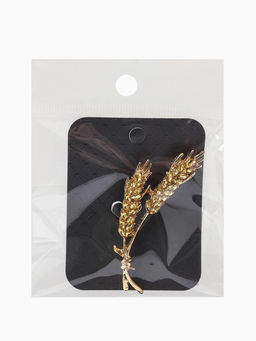 Брошь «Колосья» пшеницы, цвет жёлтый в золоте