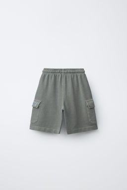 BERMUDA FELPA CARGO / verde lavado