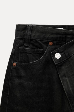 HIGH-WAIST TRF WIDE-LEG JEANS WITH CROSSOVER WAISTBAND - Zara фото 11