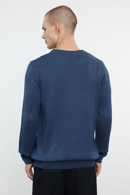 Indigo Regular Bisiklet Yaka Dokulu Triko Kazak TMNAW25KZ00037