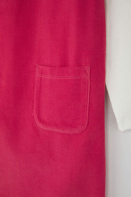 Gul Kurusu-Ekru 2li 100% Pamuk Kadife Duz Kare Yaka A-line K?z Cocuk Dokuma Elbise TKDAW26EL00005 - Trendyolmilla фото 3