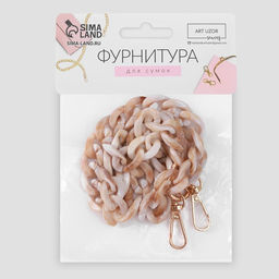 Цепочка для сумки, пластиковая, с карабинами, 15 21 мм, 68 см, цвет светлый агат/золотой - Арт узор фото 6