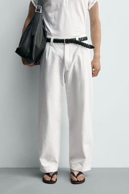 PANTAL?N WIDE FIT PLIEGUES / Blanco - Zara фото 2