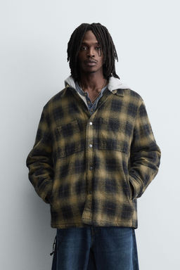 HOODED CHECK OVERSHIRT