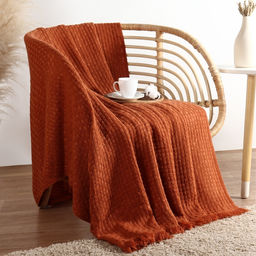 Плед «Этель» Relief, 130×170 см, 100% акрил, цвет терракотовый