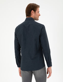Lacivert Slim Fit Uzun Kollu G_mlek