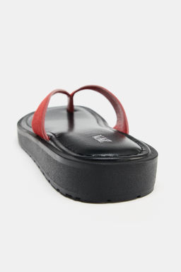 SANDALIA PIEL CONTRASTE / Rojo - Zara фото 6