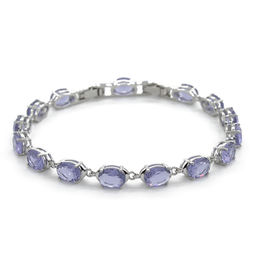 Александрит, браслет Мадлен, покрытие родий, длина 17см