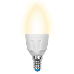 LED-C37 7W/WW/E14/FR PLP01WH Лампа светодиодная. Форма свеча, матовая. Серия ЯРКАЯ. Теплый белый свет (3000K). Картон. ТМ Uniel