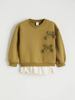 Bisiklet Yaka Fiyonk Detayl? K?z ?ocuk Sweatshirt