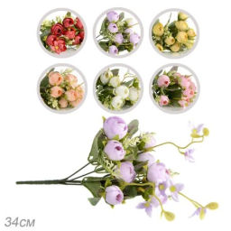 Цветок искусственный 34 см 5 бутонов Камелия / NT44-3 /уп 2/200/1200/