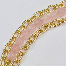 Браслет из Розового кварца с цепочкой 16,5 см