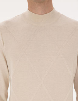 Krem Slim Fit Yar_m Bal_k__ Yaka Triko Kazak - Pierre cardin фото 6