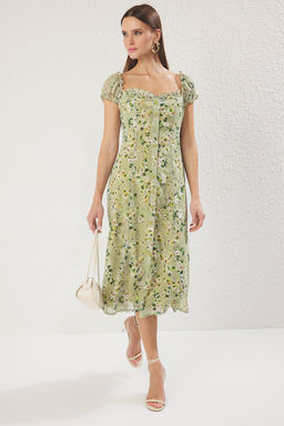 TRENDYOLMILLA Lacivert Cicekli Midi Dokuma Elbise TWOSS25EL00563  фото 10