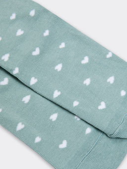 Цена за 5 пар! Высокие детские носки в оттенке кэмел с рисунком в виде сердечек - Mark formelle фото 12