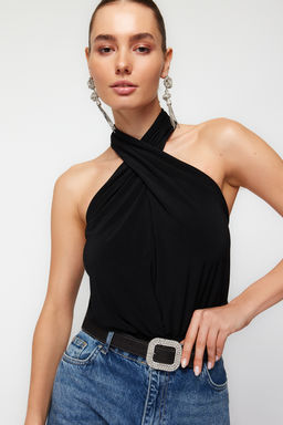 TRENDYOLMILLA Siyah Halter Yaka Orme Body TPRSS24BD00004
