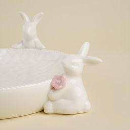 Блюдо для подачи SL Home Лесные кролики, 19.5?15.3?7.5 см, фарфор, белое