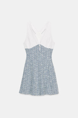 VESTIDO COMBINADO ESTRUCTURA / Azul / Blanco