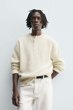 RELAXED FIT BUTTON-NECK SWEATER - Zara фото 2