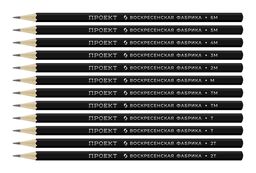 ВКФ Проект 12P-4010 Набор графитных карандашей ОПП заточенный ассорти 8 х 12 шт. 6М(6B), 5М(5B), 4М(4B), 3М(3B), 2М(2B), М(B), ТМ(HB), ТМ(HB), Т(H), Т(H), 2Т(2H), 2Т(2H)