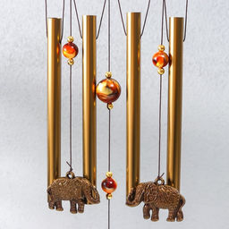 Музыка ветра с ловцом снов Слон в сердце, 4 трубки, 52 см