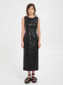 Платье изо льна с напылением под кожу - Marchello marchellini фото 7