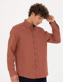 Рубашка Pierre Cardin Slim Fit кирпичная из хлопка