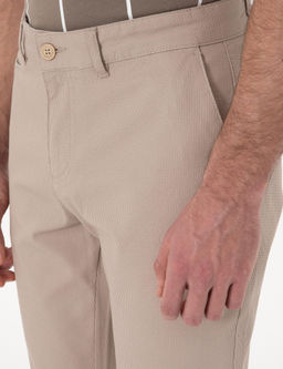 Bej Slim Fit Kanvas Pantolon