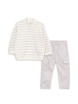 Dik Yaka Uzun Kollu Erkek Bebek Sweatshirt ve Pantolon 2li Tak?m