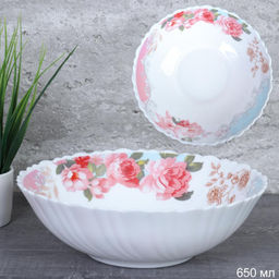 Салатник 650 мл 175 мм тарелка глубокая / TW-70 (6801) /уп 48/ Розы на голубом