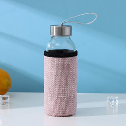 Бутылка для воды «Кантри», 300 мл, h=16.5 мл, в чехле, стекло, рисунок МИКС