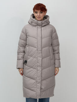 Пальто зимнее утепленное с капюшоном женское серого цвета 7623Sr - Visdeer фото 7