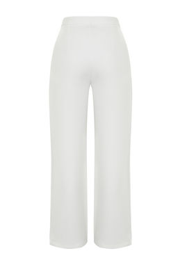 Ekru Wide Leg/Genis Paca Yuksek Bel Dokuma Kumas Pantolon TWOAW22PL0066