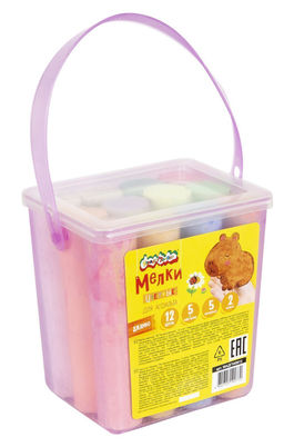 Мелки цветные Каляка-Маляка ДЖАМБО для асфальта 12 шт, неон и блестки, круглые, в ведре