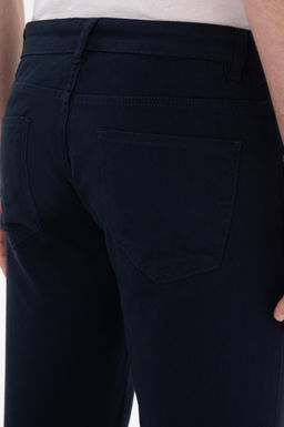 Erkek Lacivert Slim Fit Kanvas Pantolon