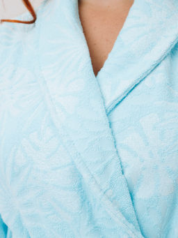 Женский махровый халат с шалькой Бамбук морская волна МЗ-02 Бамбук (58)