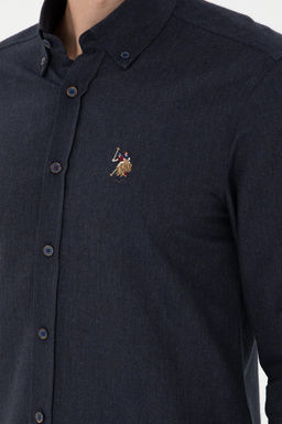 Мужская темно-синяя базовая рубашка с длинным рукавом Неожиданная скидка в корзине - U.s. polo assn фото 7