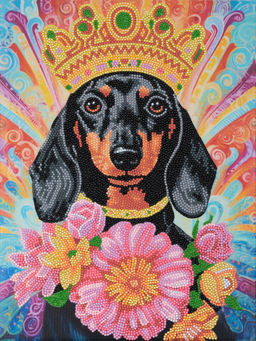 Кристальная (алмазная) мозаика ФРЕЯ ALPD-272 на подрамнике Королевская такса 30 х 40 см