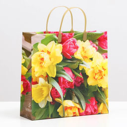 Цена за 10 шт. Пакет Букет для мамы, мягкий пластик, 30?30 см, 120 мкм