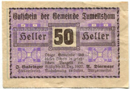 50 геллеров 1920 года Австрия Тумельсхат (нотгельд)