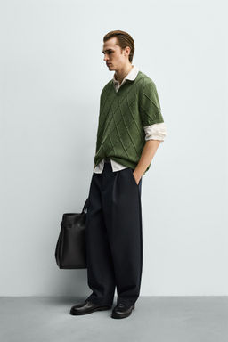 OPENWORK TEXTURED KNIT POLO SHIRT - Zara фото 12