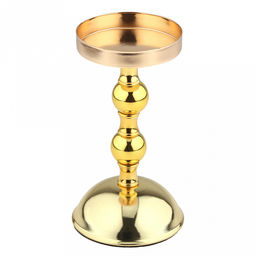 Подсвечник металлический "Визави" h16,8см, чаша д8,4см, h1,9см, пластмассовая ножка, нескользящее основание д9см, золотой, в коробке (Китай)